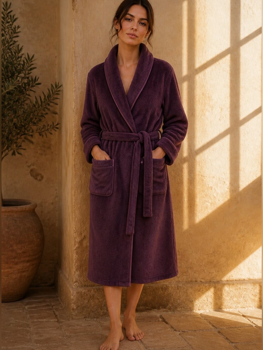Brookstone n·a·p Plush Fleece Robe Sz S w Belt